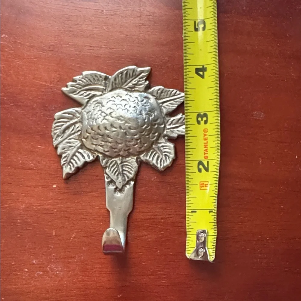 Sunflower Wall Hook Made in India 4” Cast Aluminum